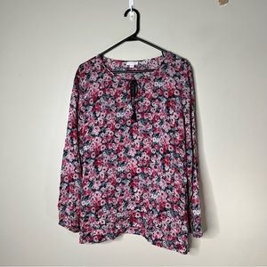 J Jill Floral Long Sleeve Blouse XL